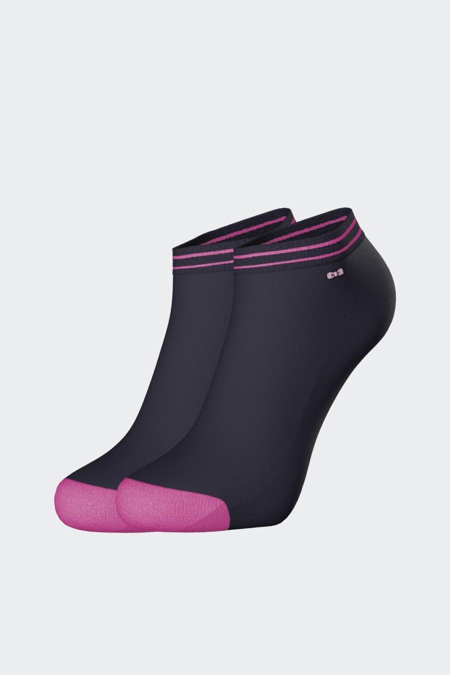 Eden Park Navy Low-Cut Socks In Stretch Cotton With Fuchsia Edges | Socks