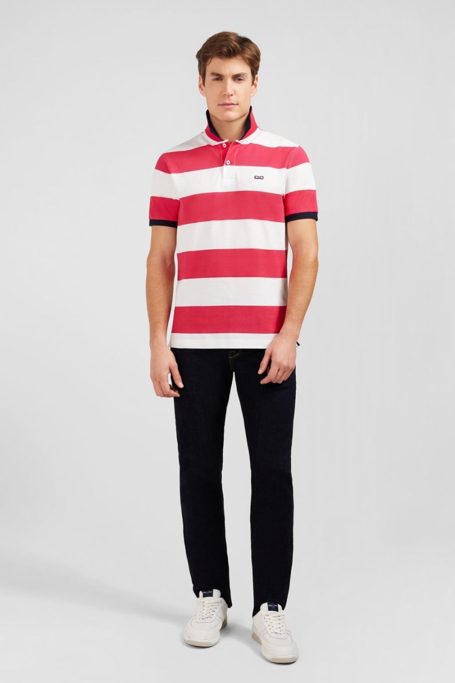 Eden Park Short-Sleeved Polo Shirt In Pique Cotton With Red Circles | Polos