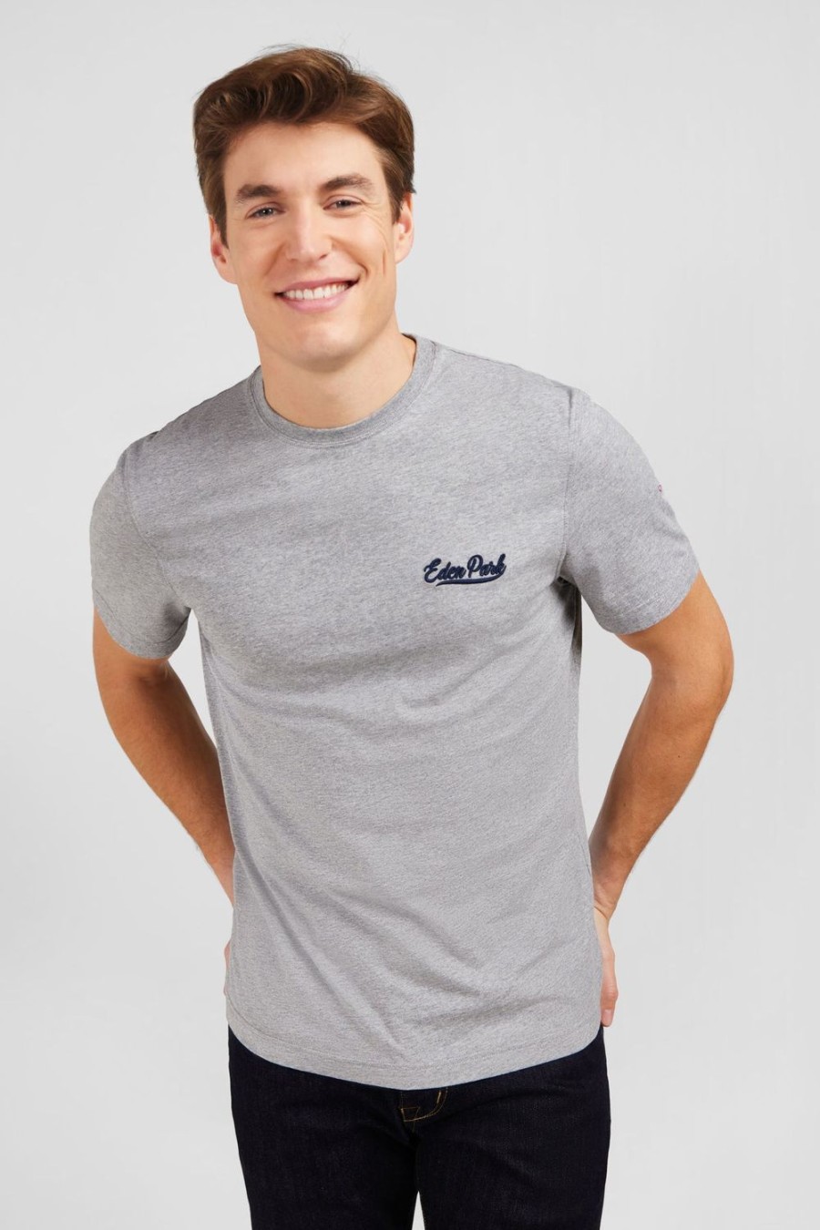 Eden Park Light Grey T-Shirt With Embroidery | T-Shirts