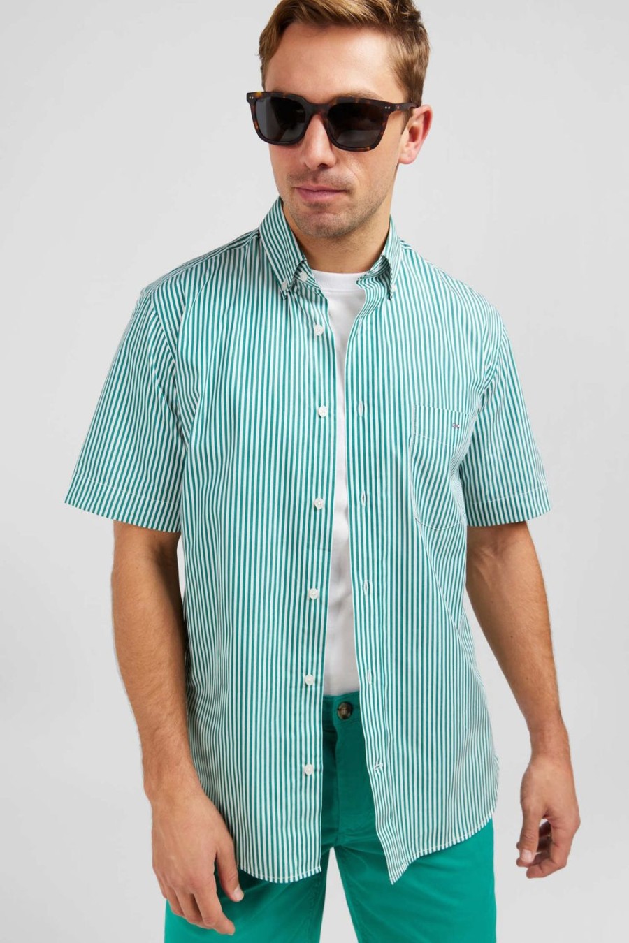 Eden Park Green Striped Shirt | Short-Sleeved Shirts