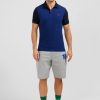 Eden Park Short-Sleeved Blue Colour-Block Polo Shirt | Polos