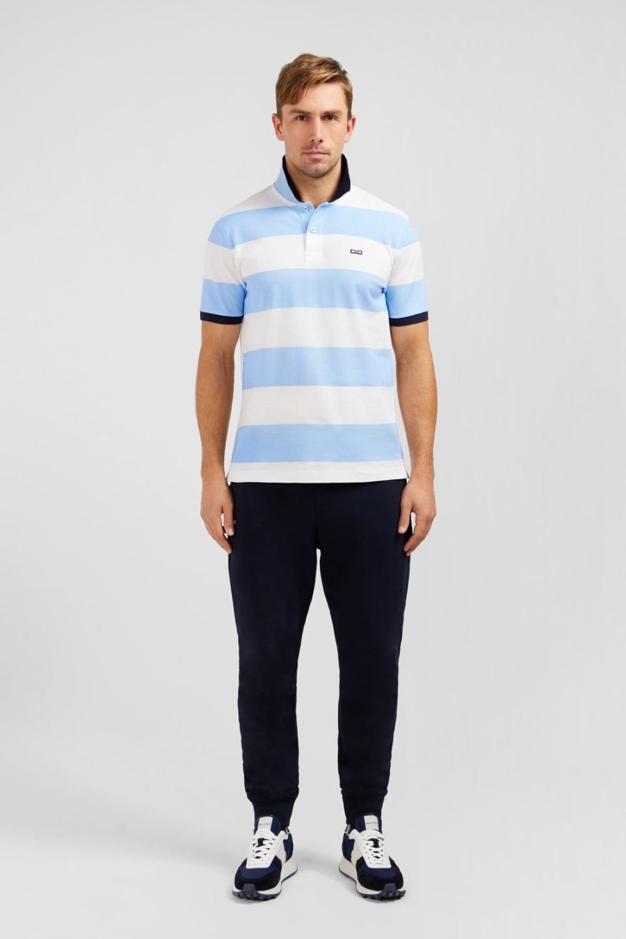 Eden Park Short-Sleeved Polo Shirt In Pique Cotton With Blue Circles | Polos