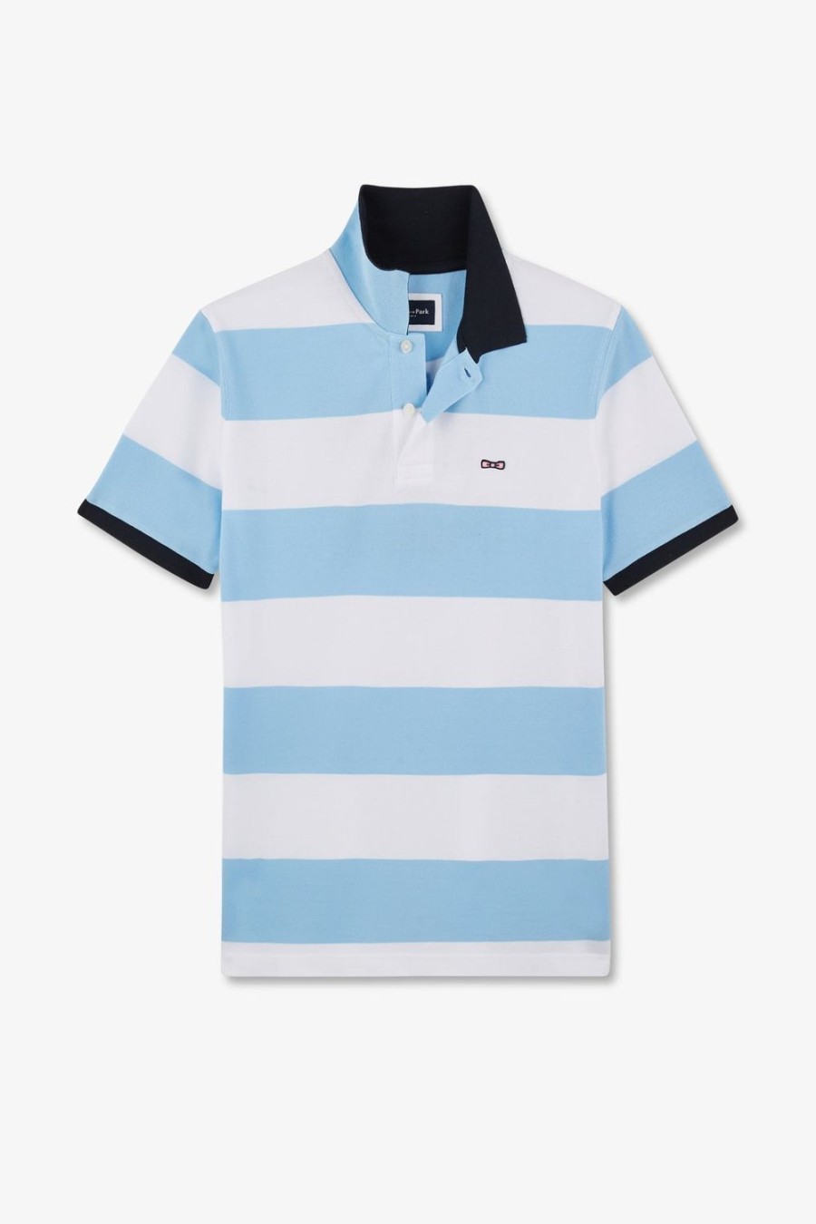 Eden Park Short-Sleeved Polo Shirt In Pique Cotton With Blue Circles | Polos