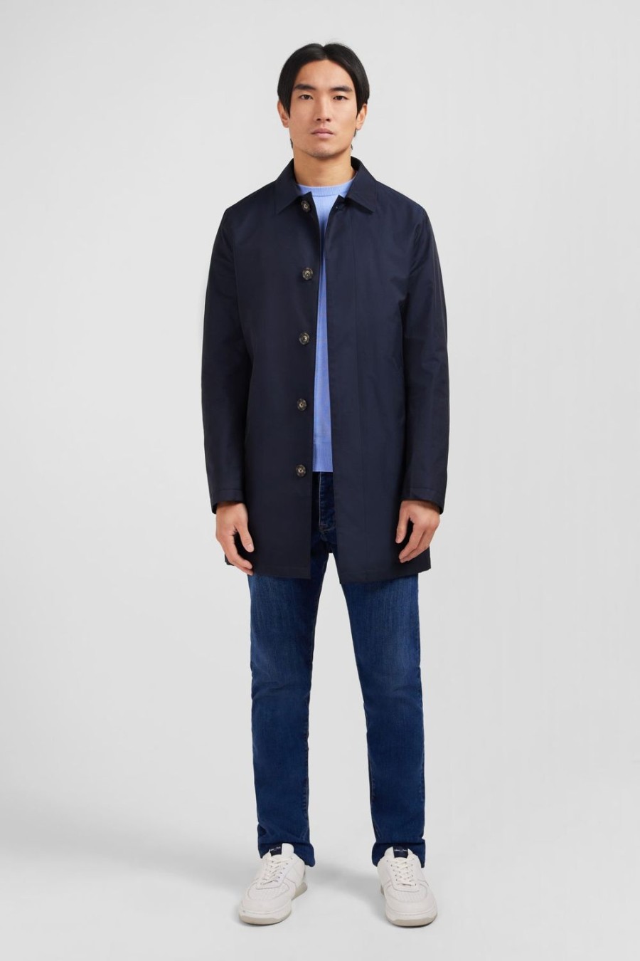 Eden Park Plain Navy Raincoat | Coats