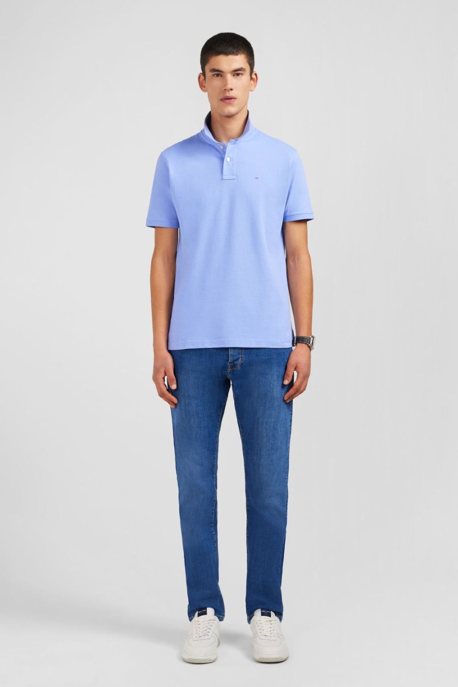 Eden Park Light Blue Stretch Pima Cotton Polo | Polos