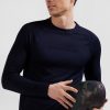 Eden Park Navy Blue Long-Sleeved Sports T-Shirt With Striped Details | T-Shirts