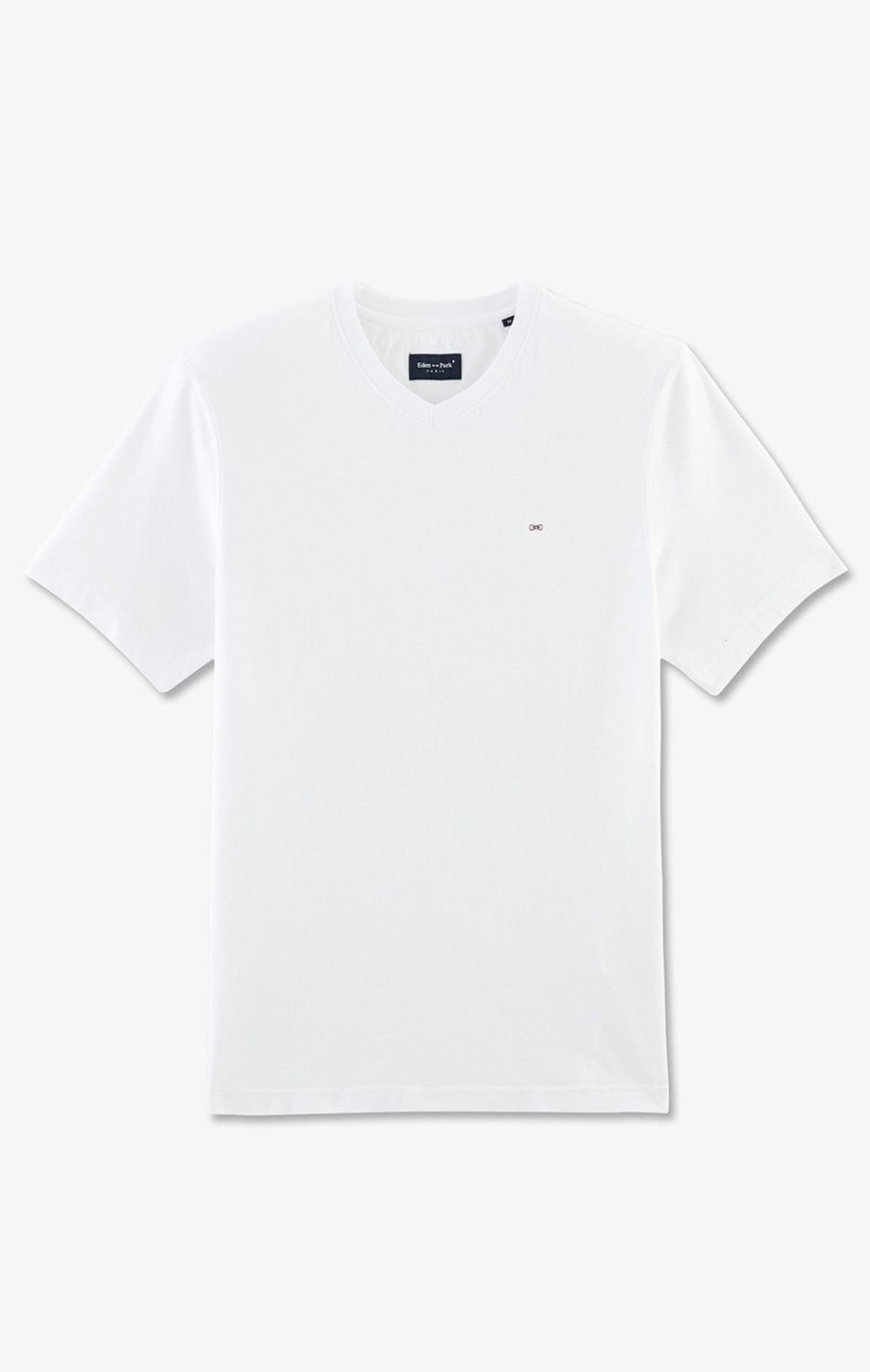 Eden Park V-Neck White Light Pima Cotton T-Shirt | T-Shirts