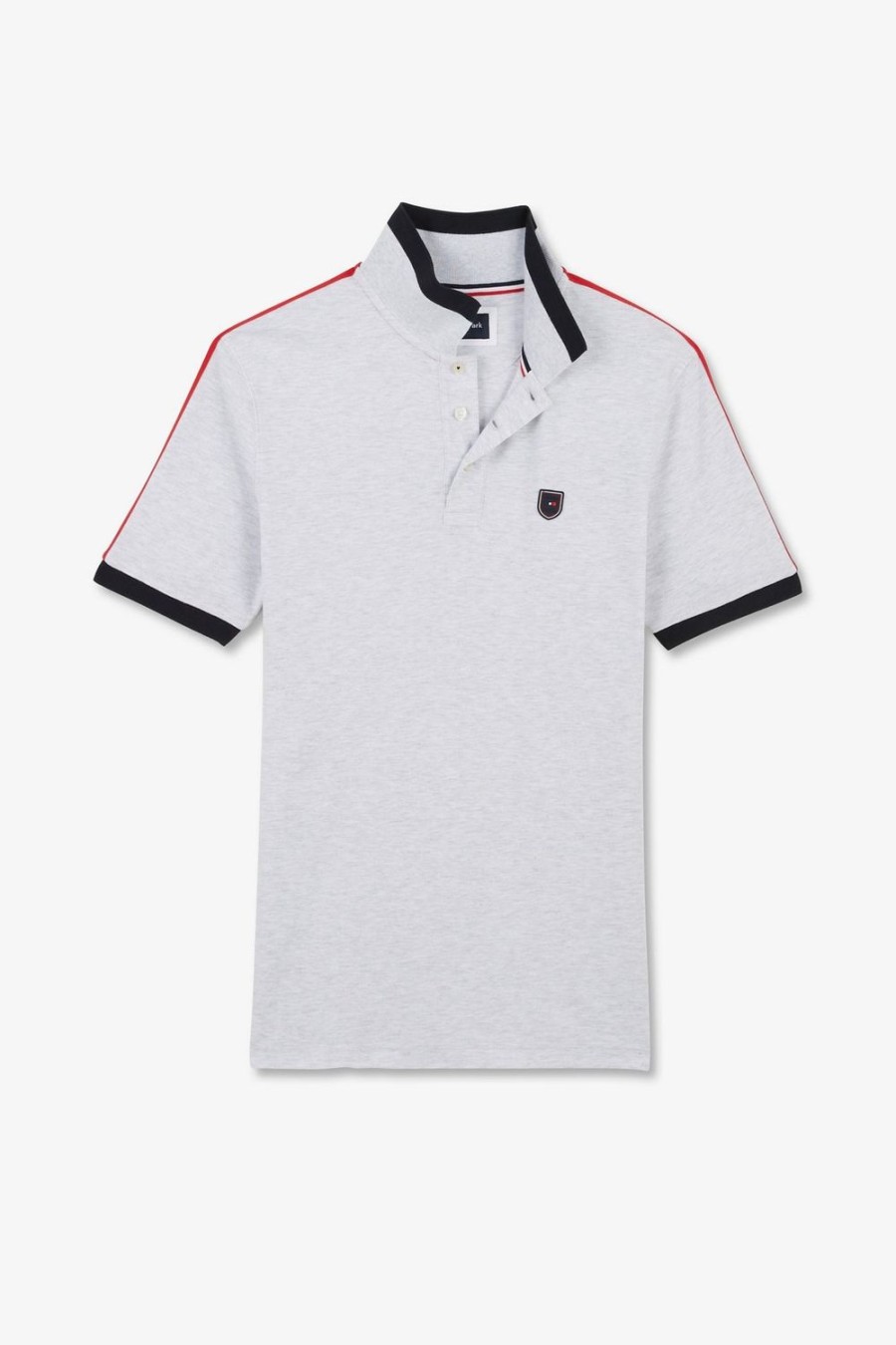 Eden Park Grey Marled Short-Sleeved Polo Shirt | Polos