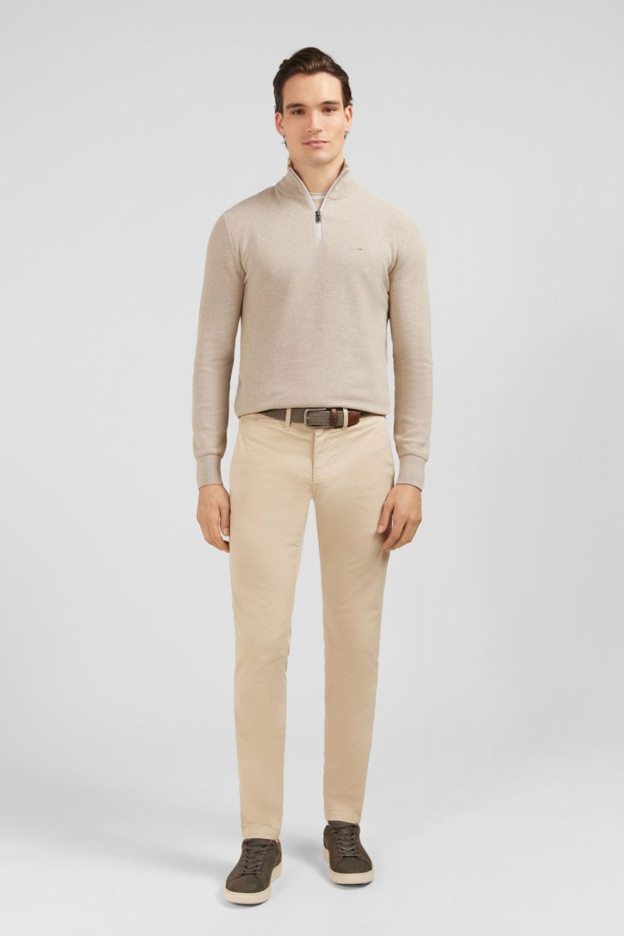 Eden Park Beige Semi-Zipped Sweater | Sweaters