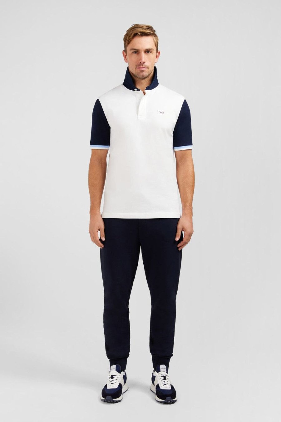 Eden Park White Colour-Block Polo Shirt With No. 10 Embroidery On The Back | Rugby Shirts