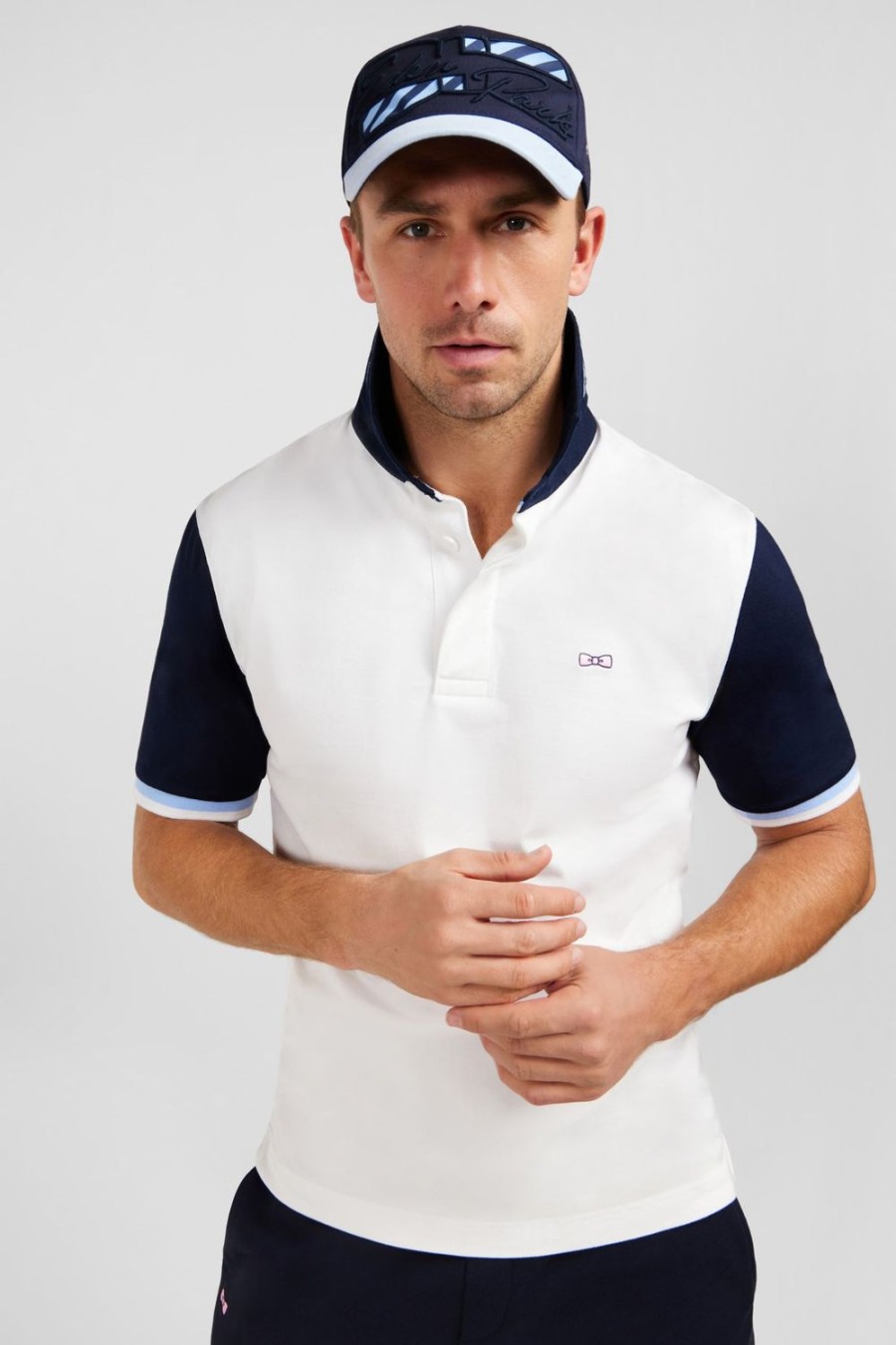 Eden Park White Colour-Block Polo Shirt With No. 10 Embroidery On The Back | Rugby Shirts