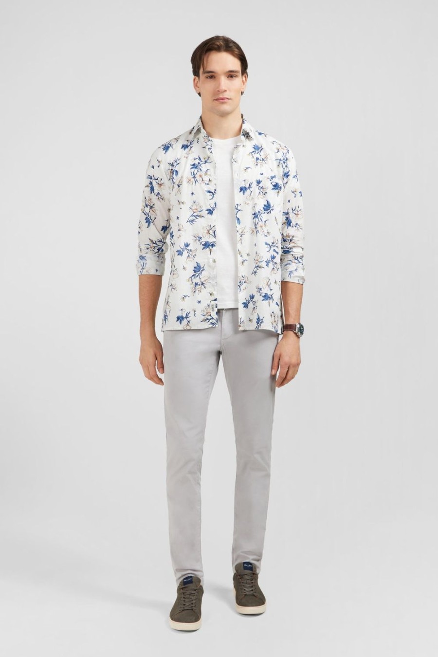 Eden Park White Cotton Shirt With Flower Print | Shirts