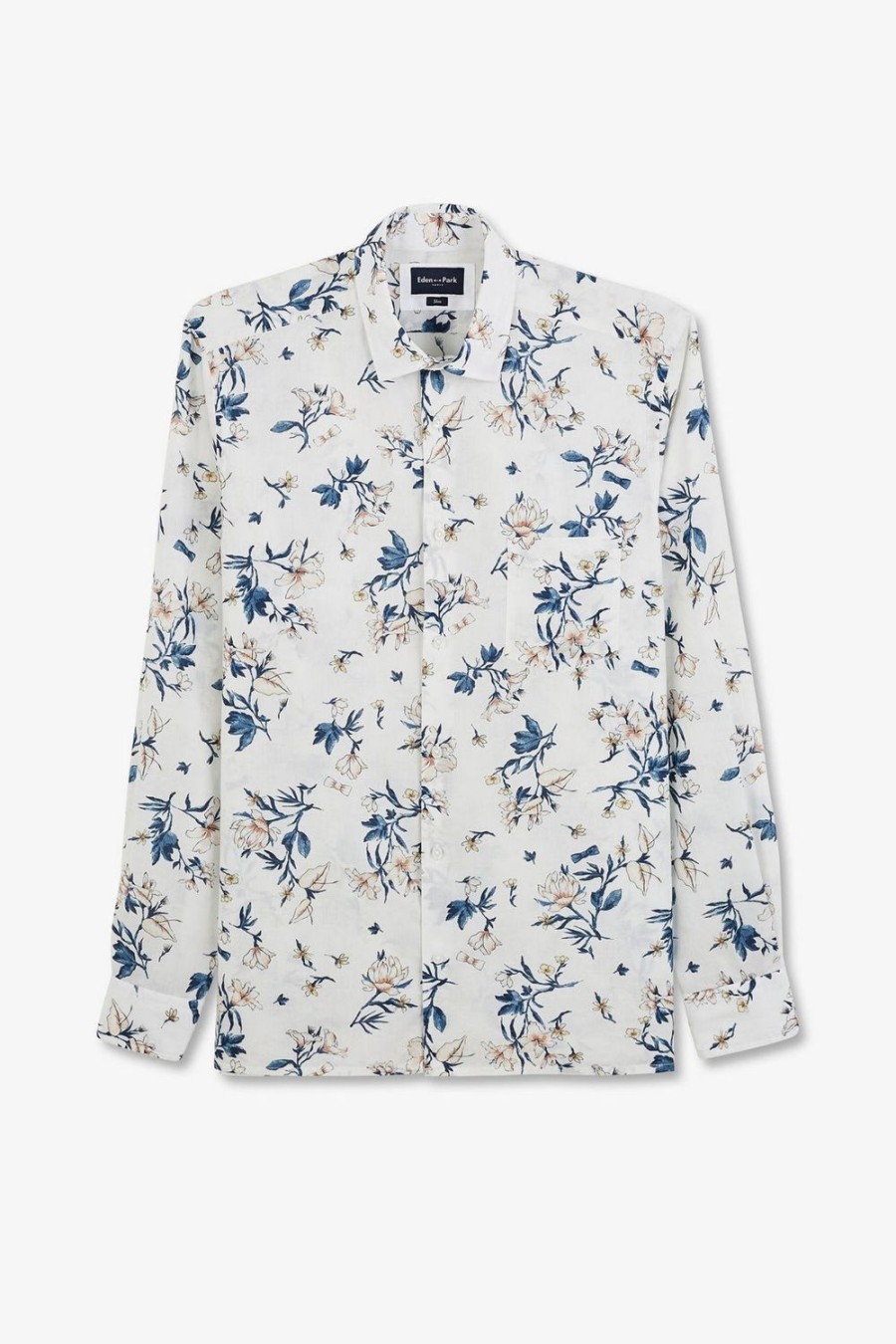 Eden Park White Cotton Shirt With Flower Print | Shirts