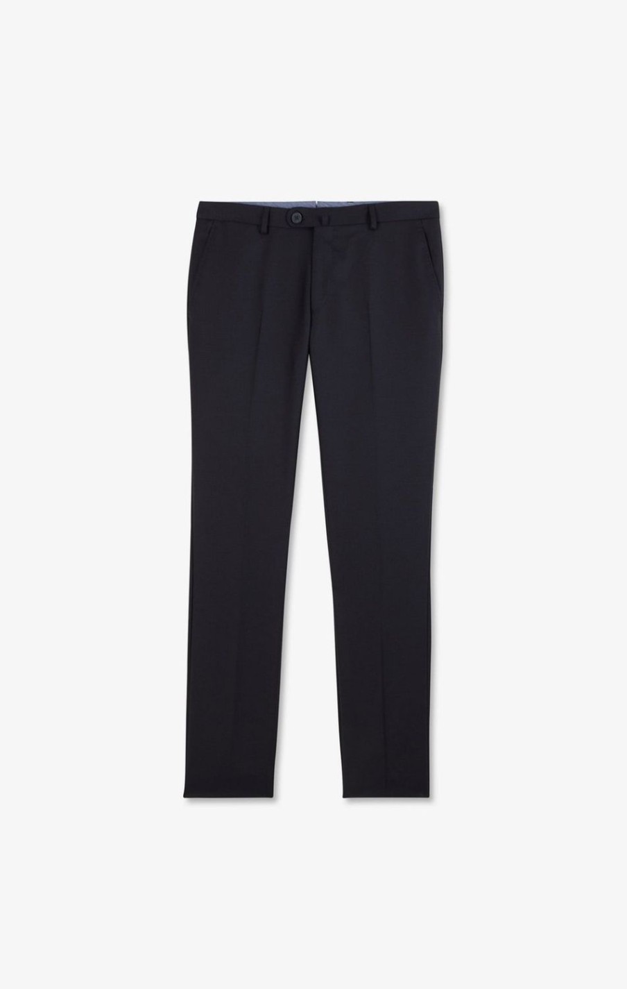 Eden Park Slim Dark Blue Wool Trousers With Broken Fold | Pants