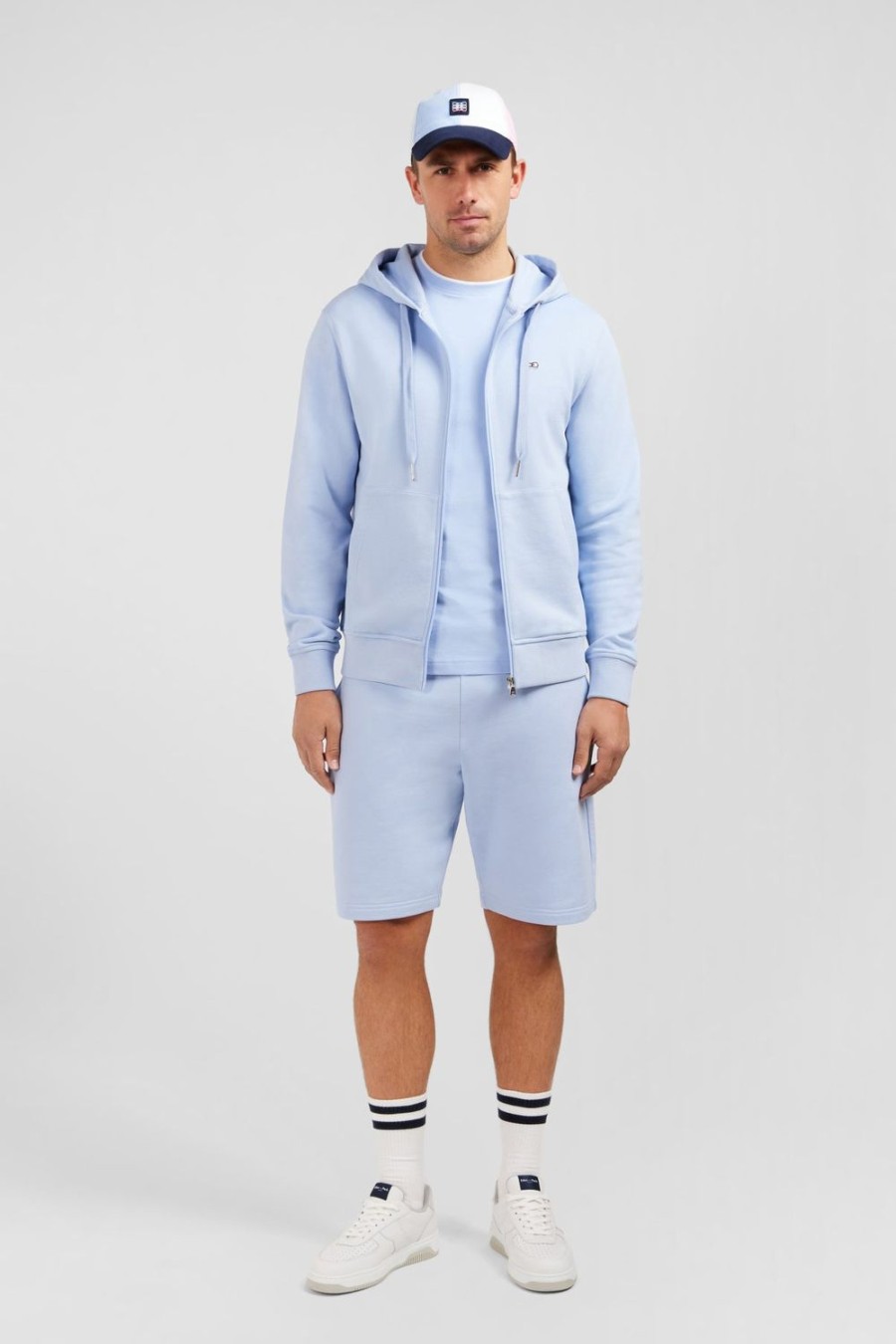 Eden Park Blue Fleece Zipped Hoodie With Bow Tie Embroidery | Sweatshirts