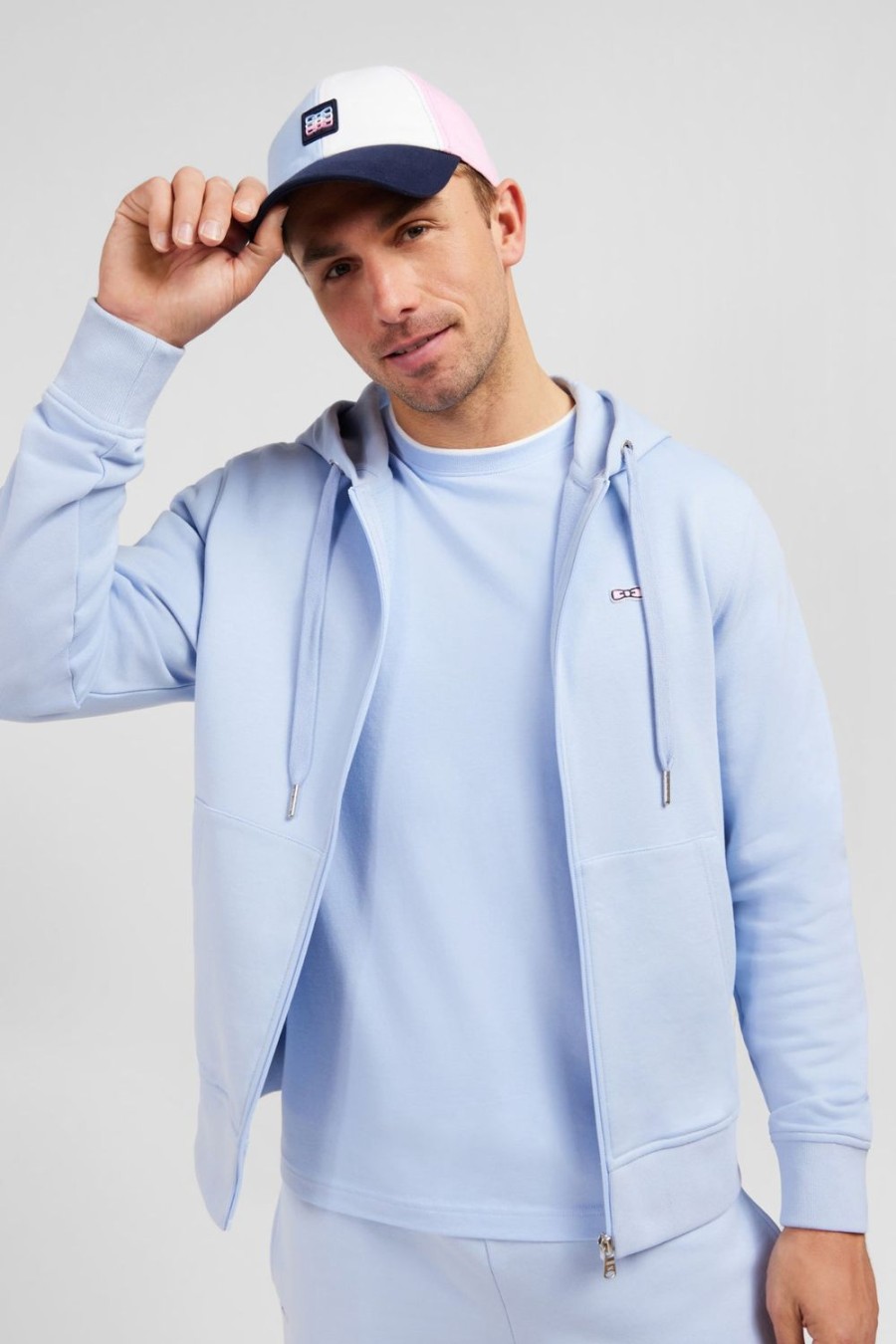 Eden Park Blue Fleece Zipped Hoodie With Bow Tie Embroidery | Sweatshirts