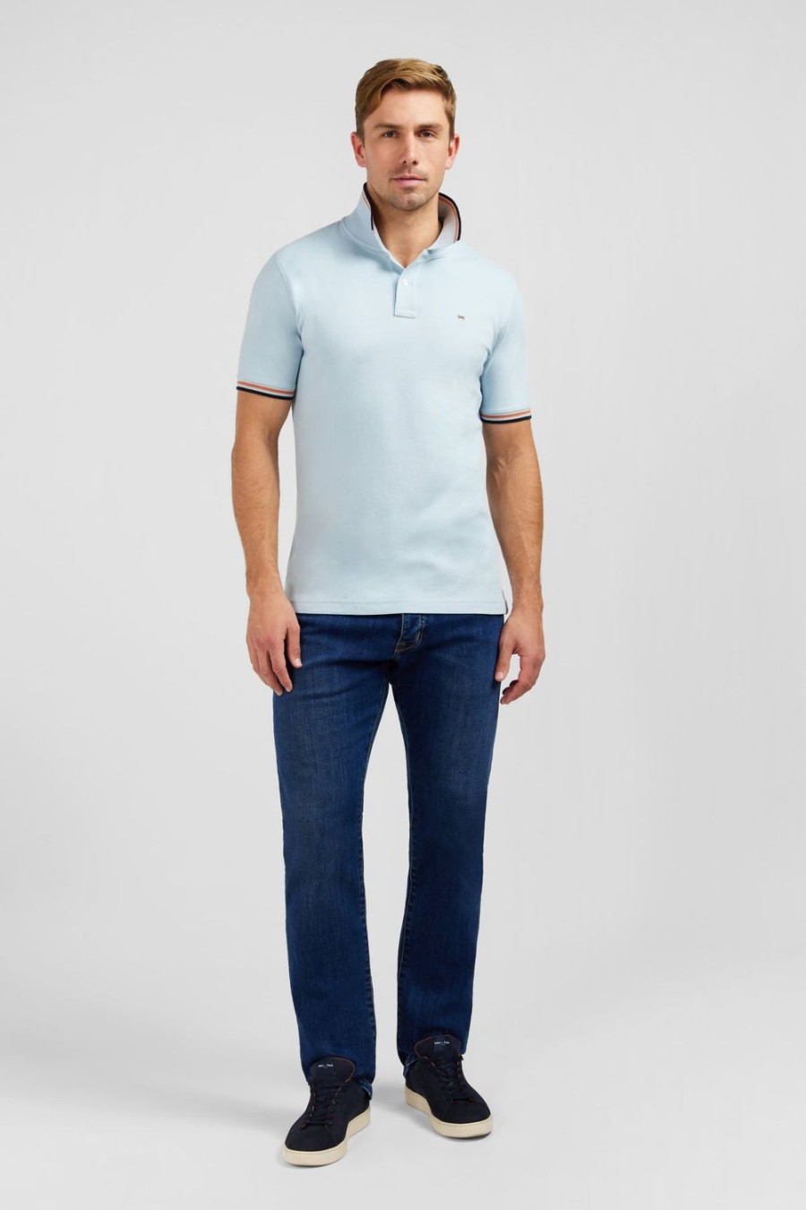 Eden Park Light Blue Polo Shirt In Cotton Pique | Polos