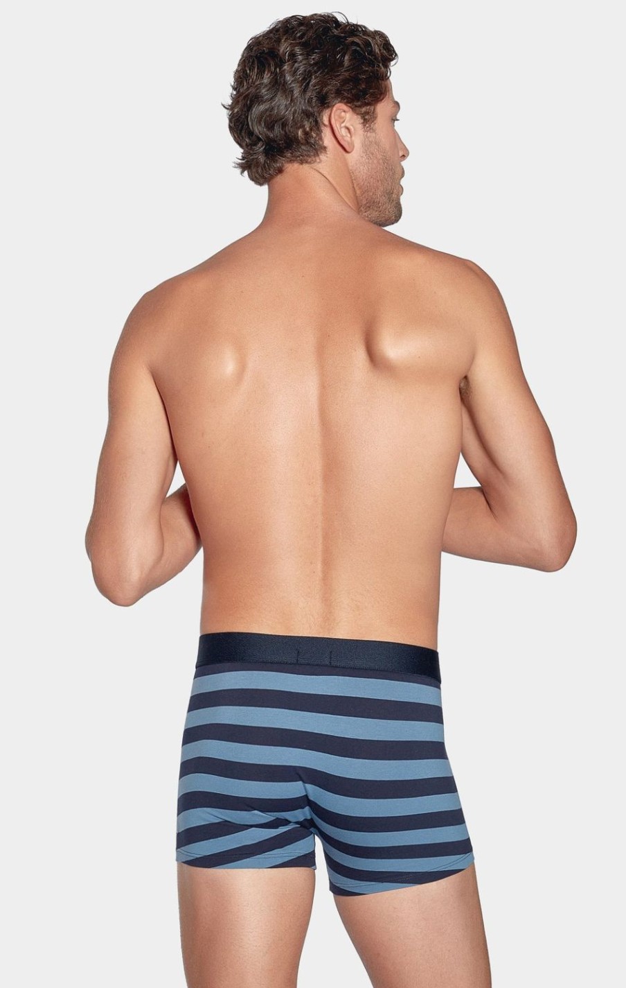 Eden Park Navy And Blue Striped Boxers In Stretch Cotton | Underwear