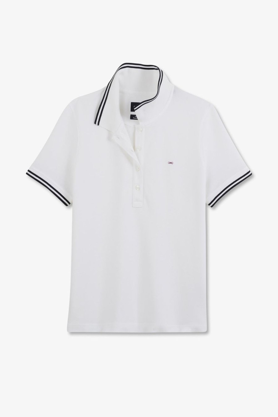 Eden Park White Cotton Pima Short-Sleeved Polo Shirt | Polos