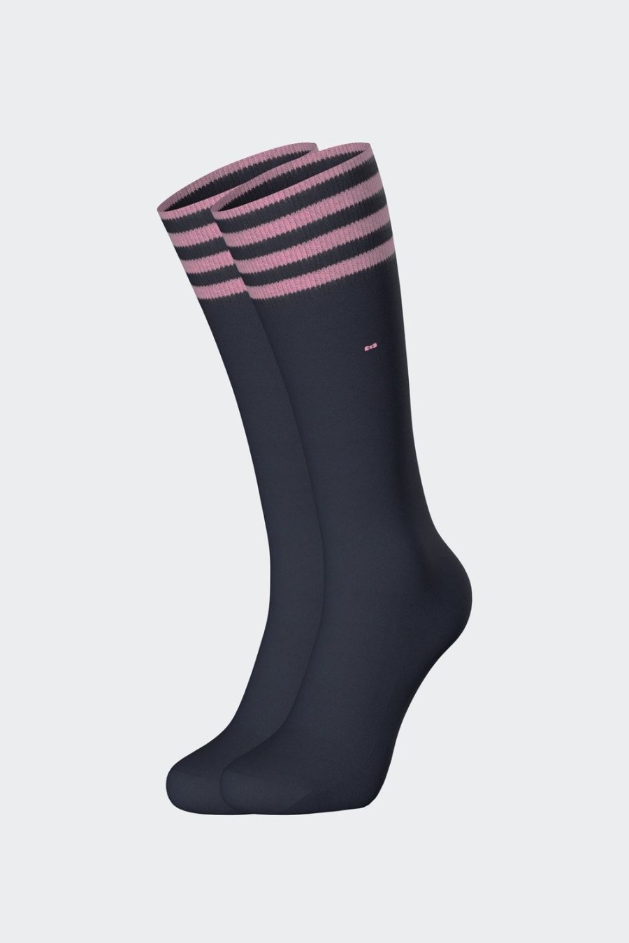 Eden Park Stretch Cotton Navy Socks With Striped Edges | Socks