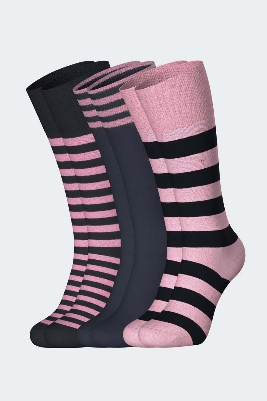 Eden Park Set Of 3 Pairs Of Striped Pink Socks In Stretch Cotton | Socks