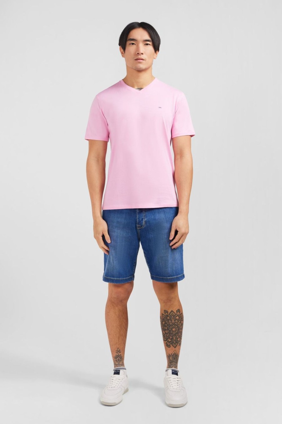 Eden Park V-Neck Pink Light Pima Cotton T-Shirt | T-Shirts