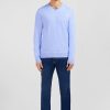 Eden Park Light Blue V-Neck Cotton Jersey Jumper | Sweaters