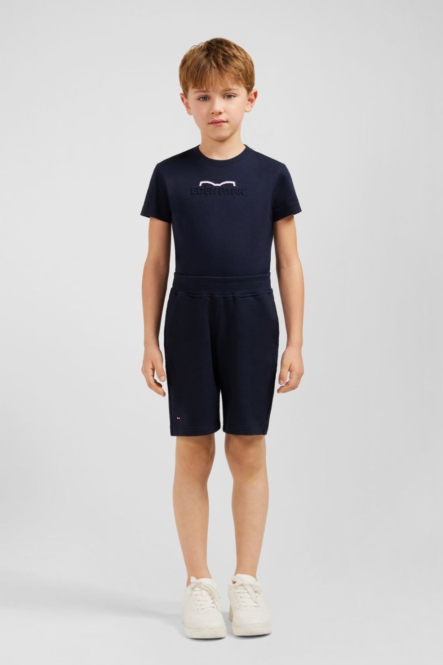 Eden Park Navy Cotton Fleece Shorts In Regular Fit | Children