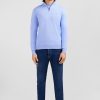 Eden Park Blue Cotton Jersey Jumper With Trucker Neck | Sweaters