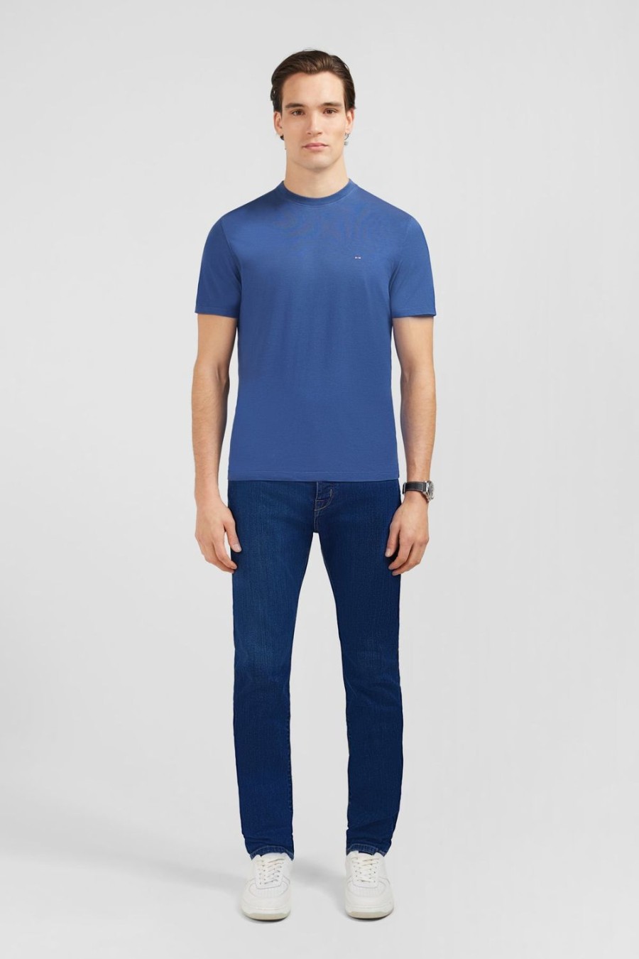 Eden Park Plain Blue Short-Sleeved T-Shirt | T-Shirts