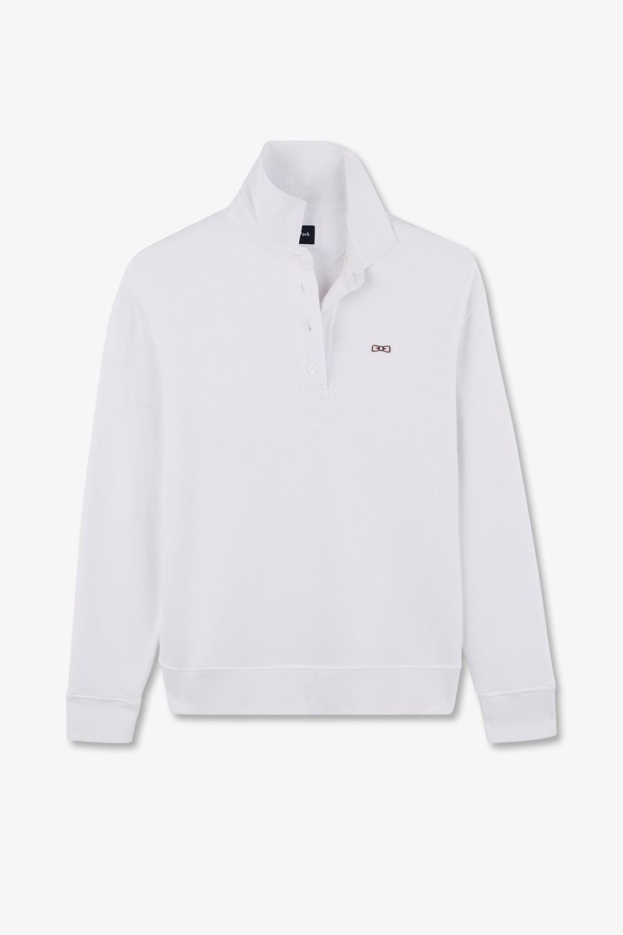 Eden Park White Cotton Sweatshirt With Polo Collar | Sweatshirts