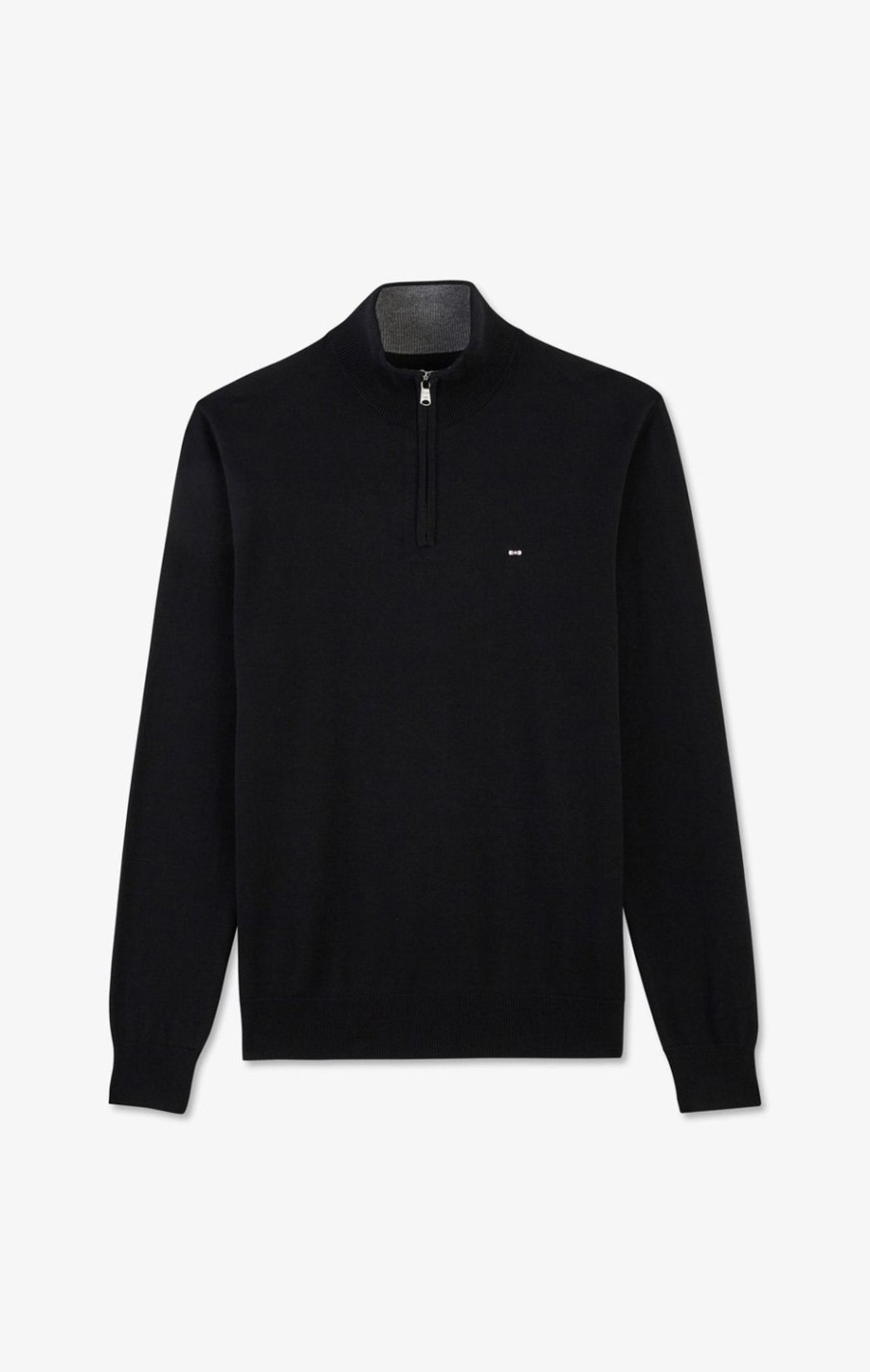 Eden Park Black Cotton Jersey Jumper With Trucker Neck | Sweaters