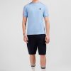 Eden Park Blue Cotton Short-Sleeved T-Shirt With Tri-Colour Shoulder Trim | T-Shirts