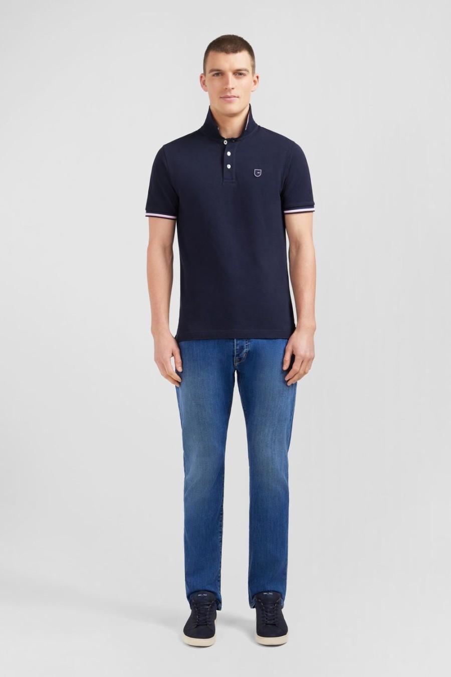 Eden Park Navy Blue Short-Sleeved Polo Shirt | Polos