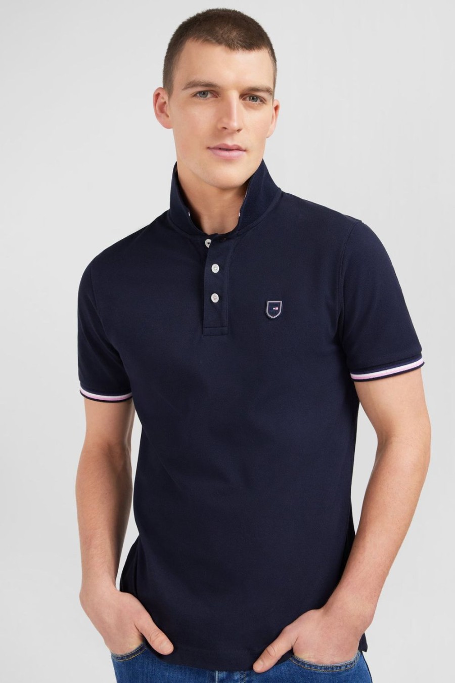 Eden Park Navy Blue Short-Sleeved Polo Shirt | Polos