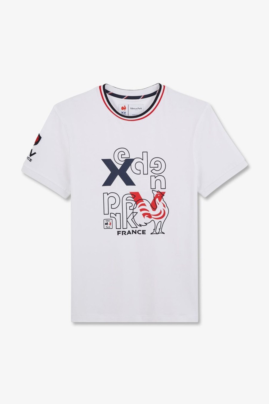 Eden Park Xv De France White Printed Short-Sleeved T-Shirt | T-Shirts