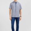 Eden Park Dark Blue Striped Blouse | Short-Sleeved Shirts