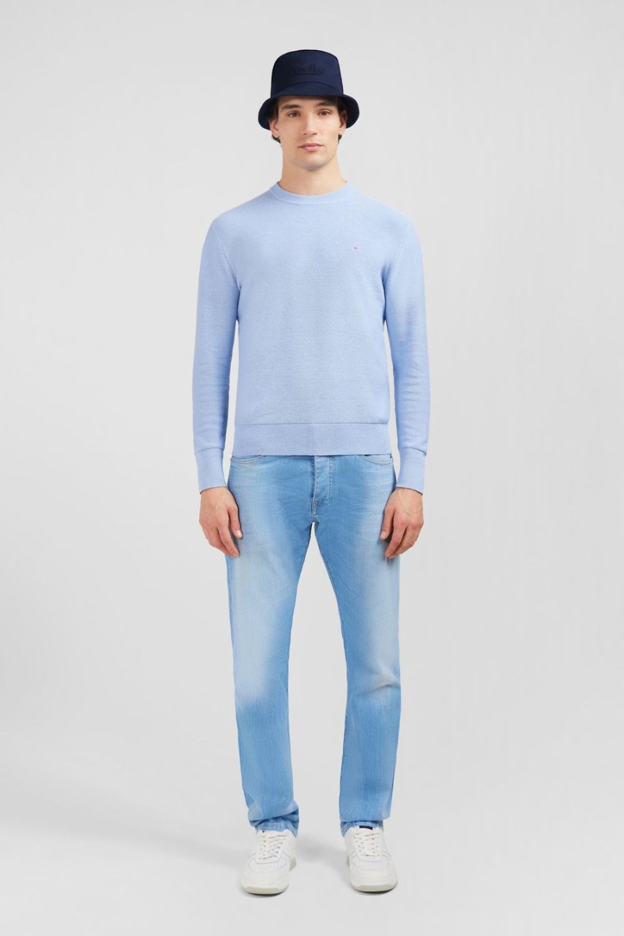 Eden Park Light Blue Jumper In A Linen Blend | Sweaters