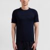 Eden Park Navy Blue Short-Sleeved Sports T-Shirt With Striped Details | T-Shirts