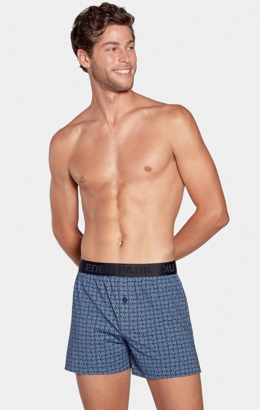 Eden Park Blue Boxer Shorts With Micro-Patterns | Underwear