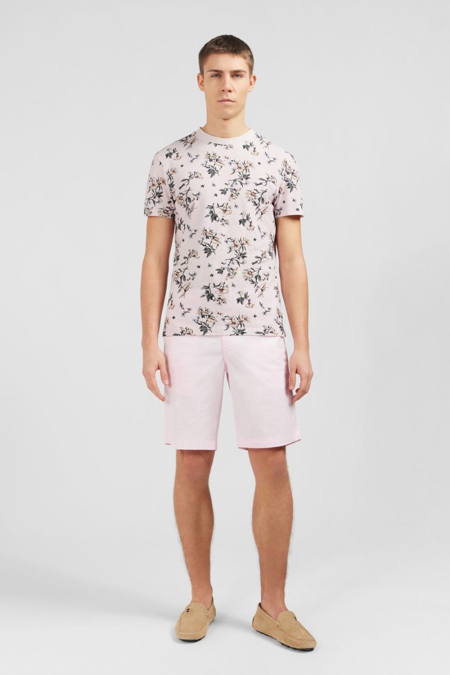 Eden Park Pink Short-Sleeved T-Shirt With Leaf Print | T-Shirts