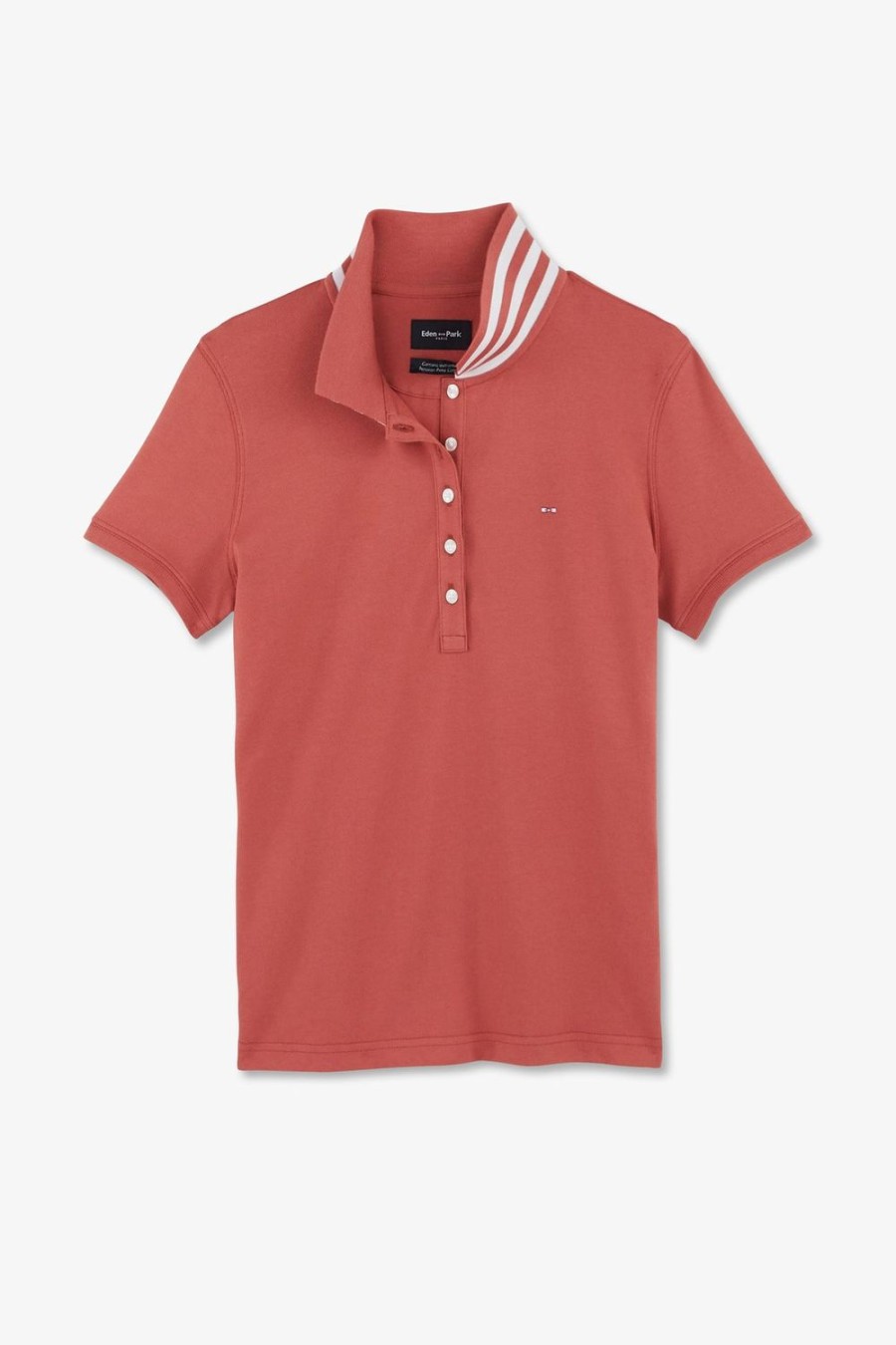 Eden Park Brick Cotton Pima Short-Sleeved Polo Shirt | Polos