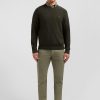 Eden Park Dark Khaki Jumper In A Linen Blend | Sweaters