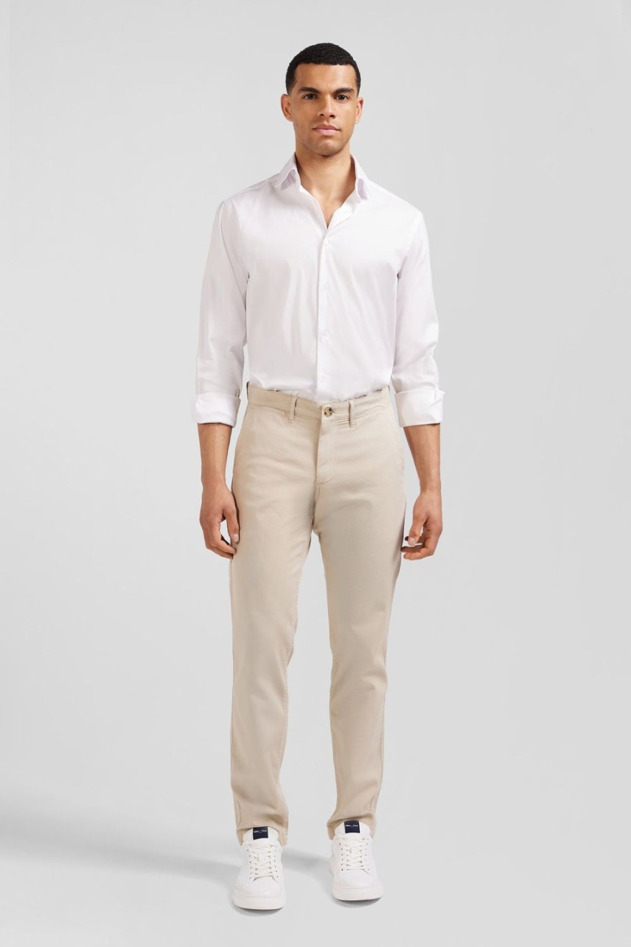 Eden Park Beige Pleatless Chino Trousers | Pants