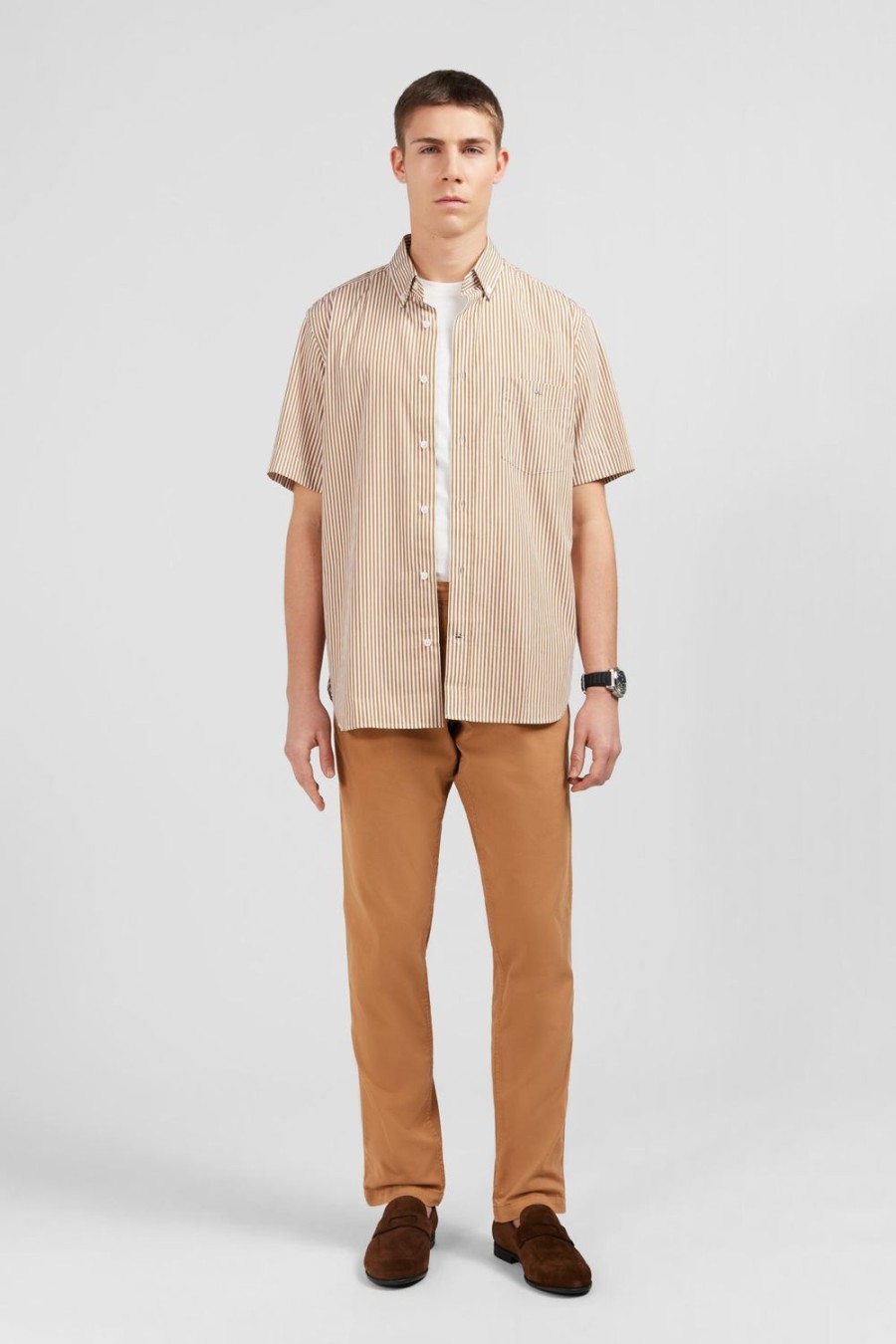 Eden Park Brown Striped Shirt | Short-Sleeved Shirts