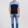 Eden Park Short-Sleeved Blue Colour-Block Polo Shirt | Polos