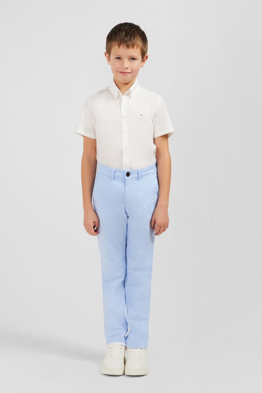 Eden Park Light Blue Stretch Cotton Chino Trousers | Children