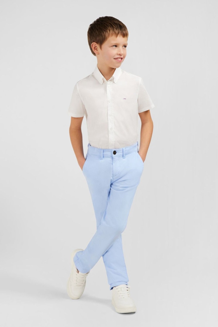 Eden Park Light Blue Stretch Cotton Chino Trousers | Children