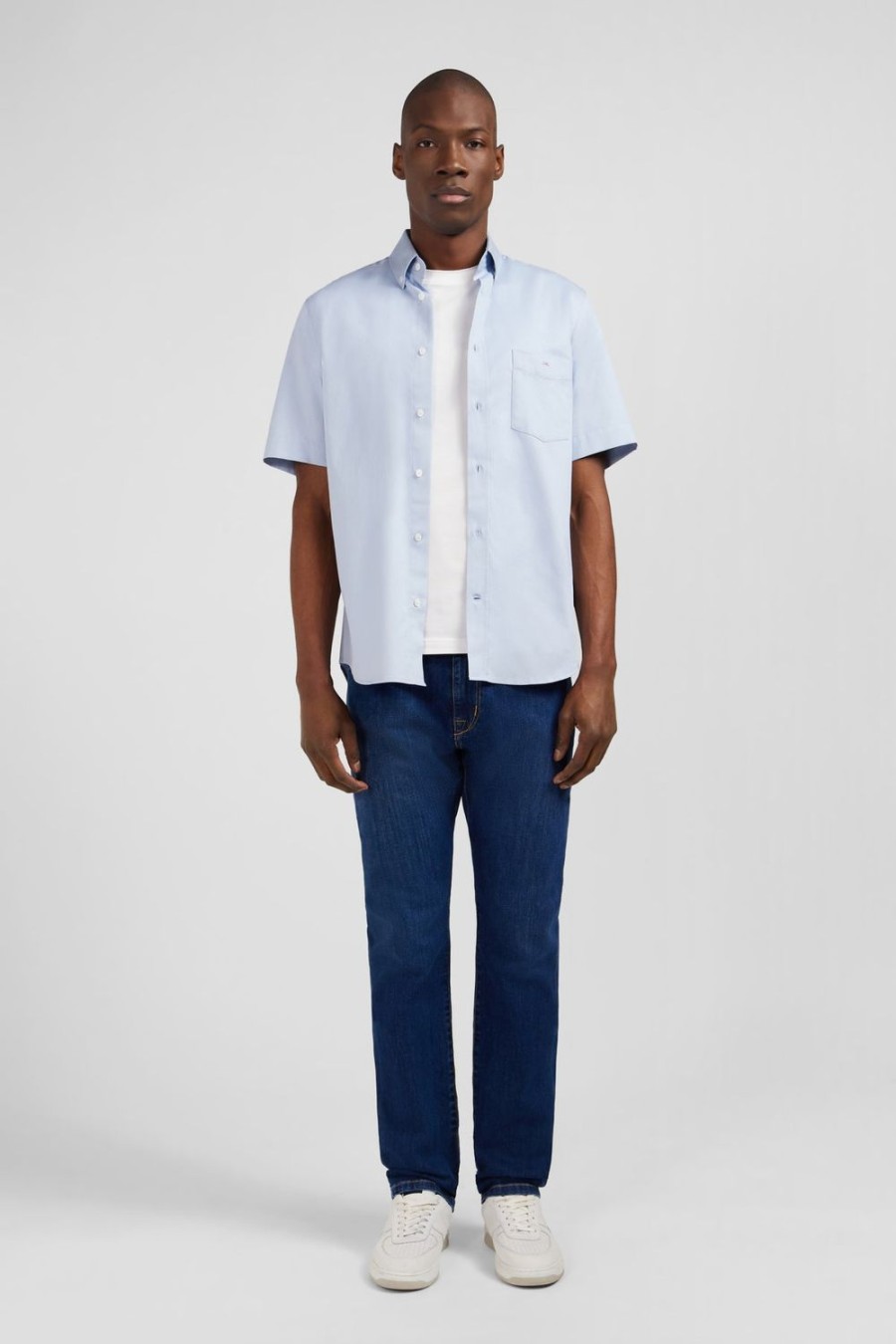 Eden Park Plain Light Blue Shirt | Short-Sleeved Shirts