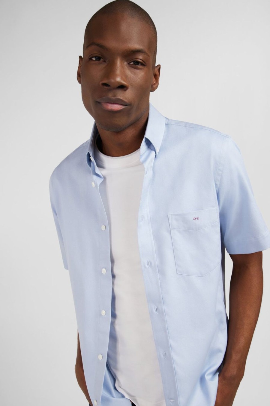 Eden Park Plain Light Blue Shirt | Short-Sleeved Shirts